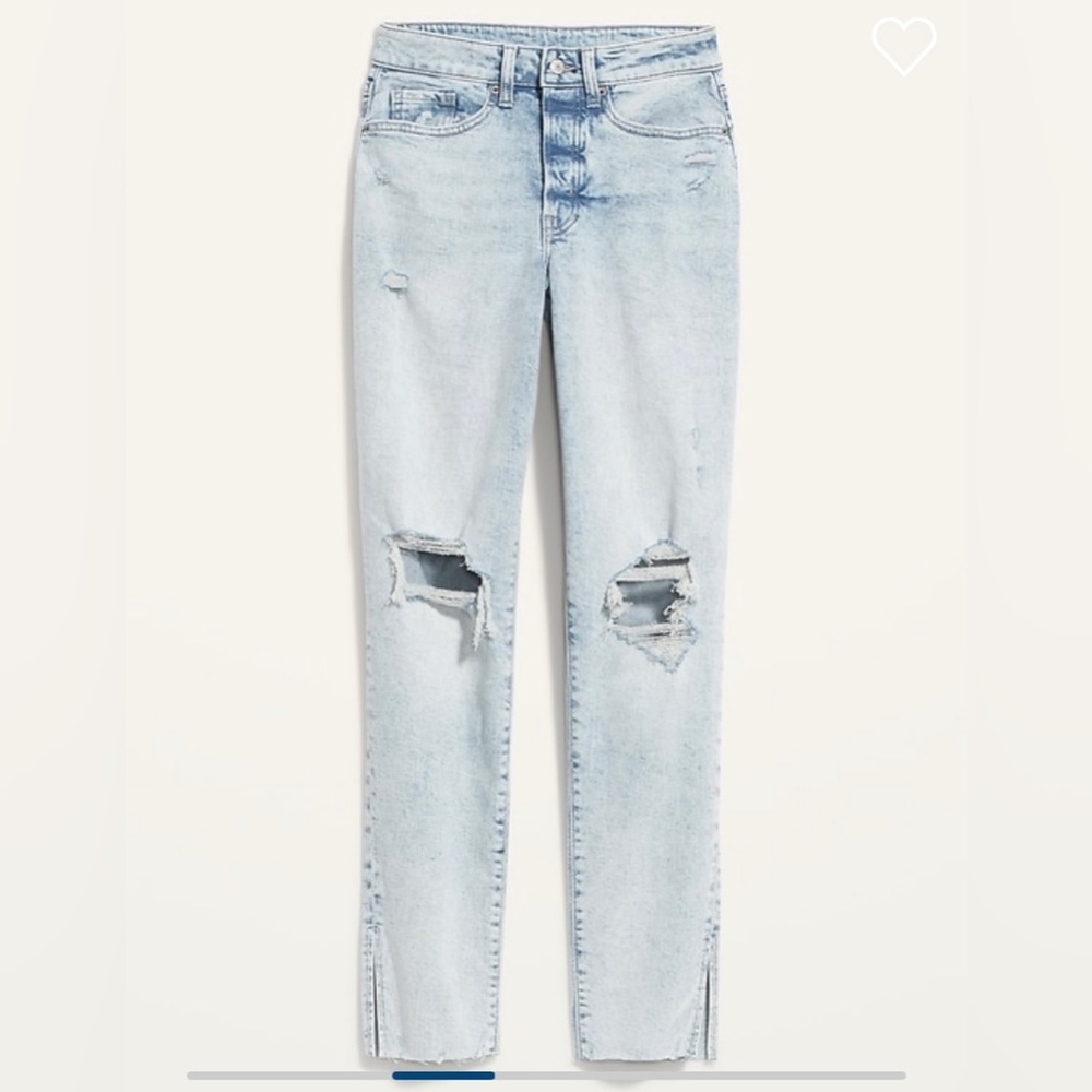 Curvy High-Waisted Button-Fly OG Straight Ripped Side-Split Ankle Jean